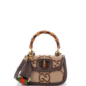 Gucci Bamboo Top Handle Bag Jumbo Gg #201105G24B